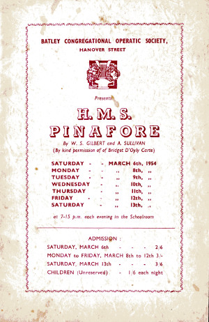 HMS Pinafore programme cover (1954)