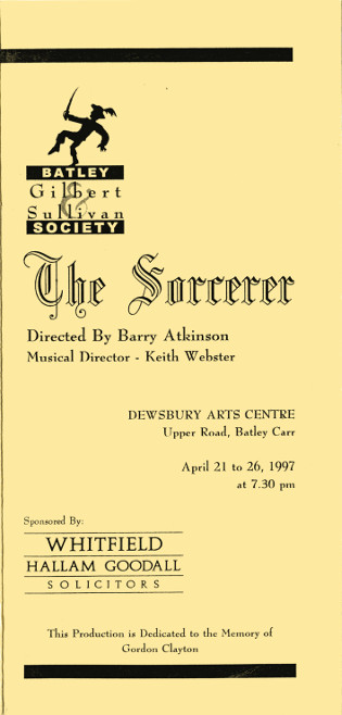 Sorcerer 1997 programme cover